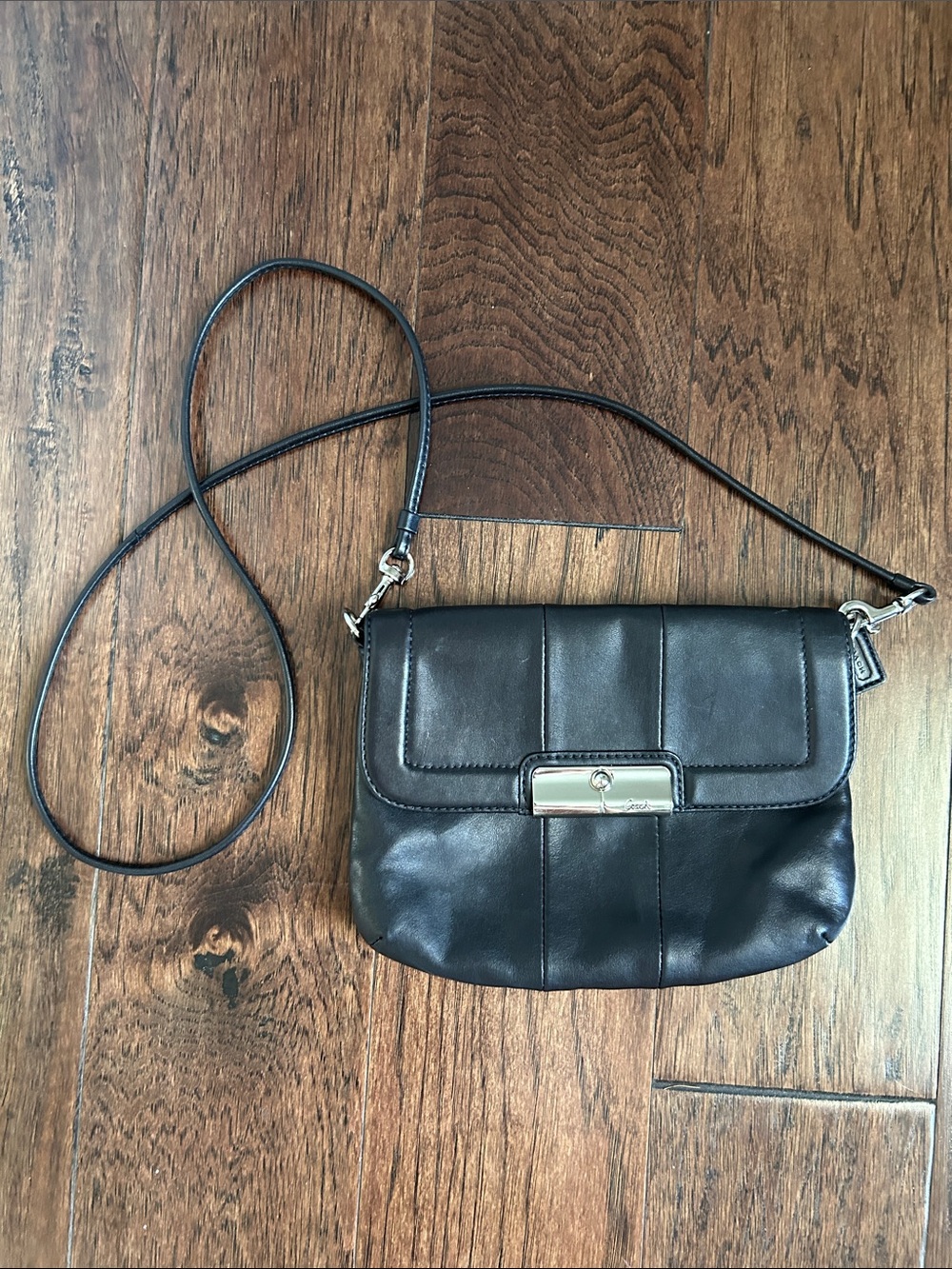Vintage Kristin Coach Black Leather Crossbody Shoulder Bag